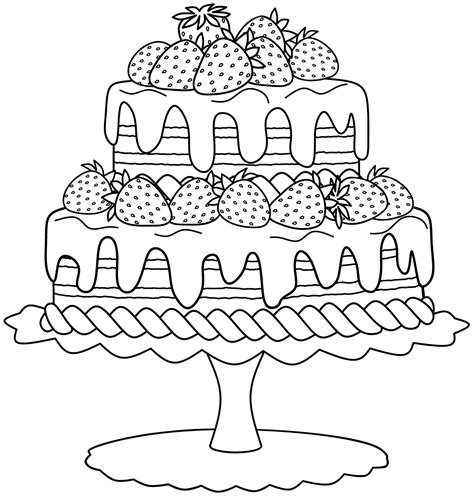 Cute Cake Coloring Pages - Preschool Coloring Printables