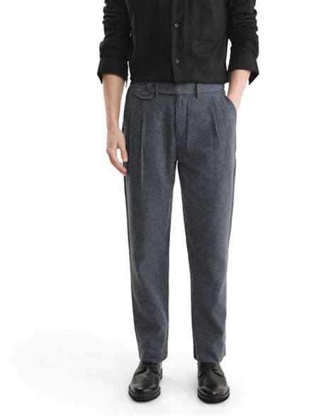 Rare Rabbit Men's Kaino Navy Felt Fabric Button Closure Pleated Front