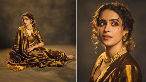 Sanya Malhotra's Golden Lehenga Glamour: A Blend of Elegance and Ethnic ...