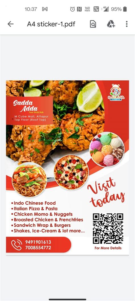 Menu at SADDA ADDA The Food Cafe, Hyderabad