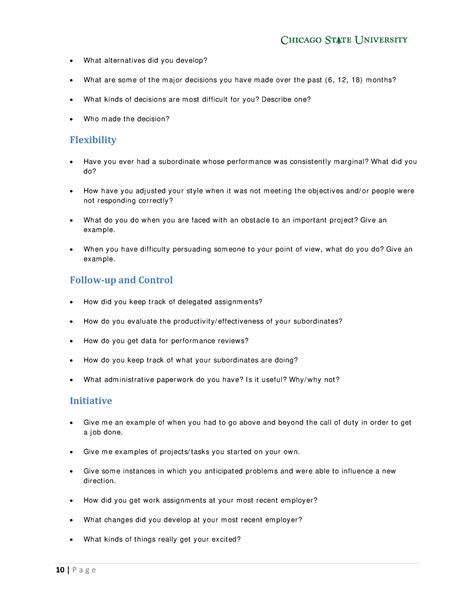 Behavioral Questions 10 - 10 | P a g e What alt ernat ives did you ...