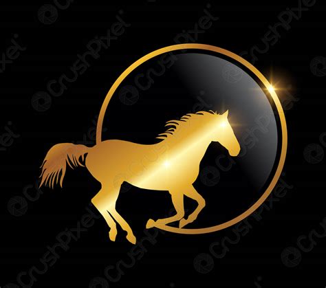 Caballo dorado en círculo logo vector icono - vector de stock 6050179 ...