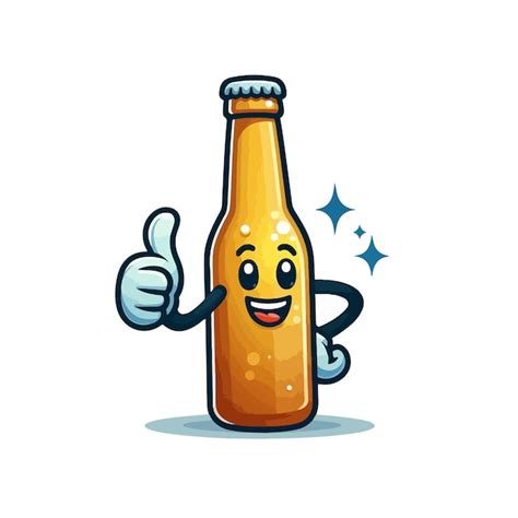 Een cartoon tekening van een bierbottel met een duim omhoog | Premium ...