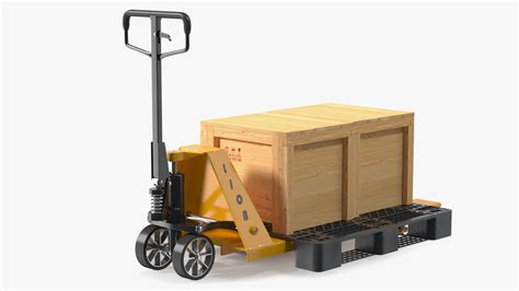 3D Lion Industrial Standard Duty Pallet Jack with Wooden Crates Rigged ...