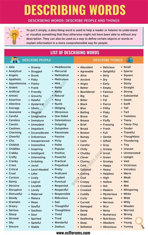 List of 380+ Describing Words | Good Vocabulary Words