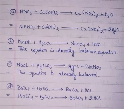 Balance the following chemical equations. (a) HNO3 +Ca(OH)2 → Ca(NO3) 2 ...