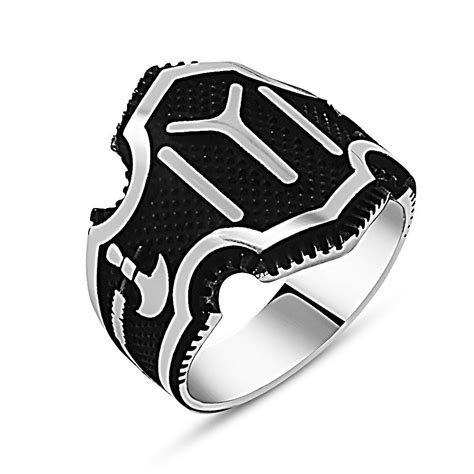 925 Sterling Silver Ring for Men with Ottoman Group Sign - Ortak Silver