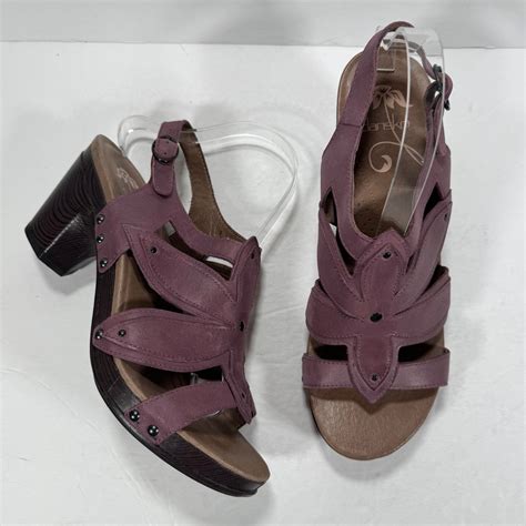 Dansko Nina Violet Purple Studded Leather Chunky Heeled Sandals Women ...
