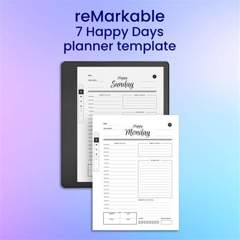 7 reMarkable 2 Happy Days Planner Template – CreativeRino