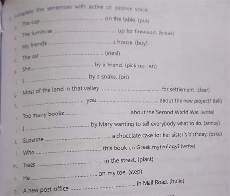 Complete the sentences with active or passive voice. - Brainly.in