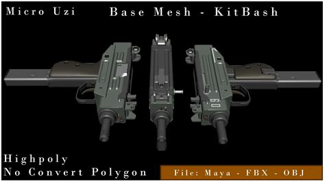 Micro Uzi Gun - KitBash - FlippedNormals