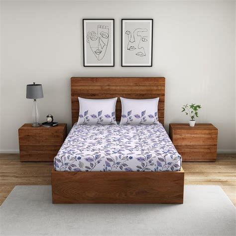 Buy SPACES Boho Florals Cotton 132TC Printed 3Pcs Queen Bedsheet Set ...