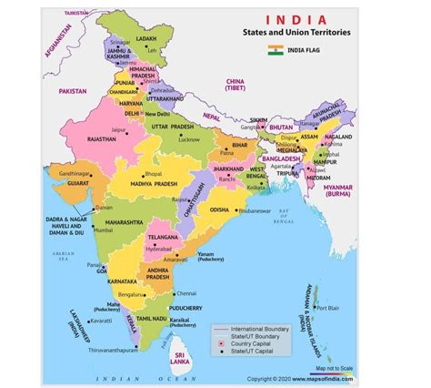 POLITICAL AND ADJACENT COUNTRIES map locate 1 Jammu Kashmir 2kerala 3 ...