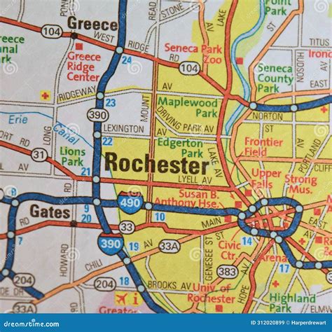 Map Image of Rochester, New York Stock Image - Image of anthony, erie ...