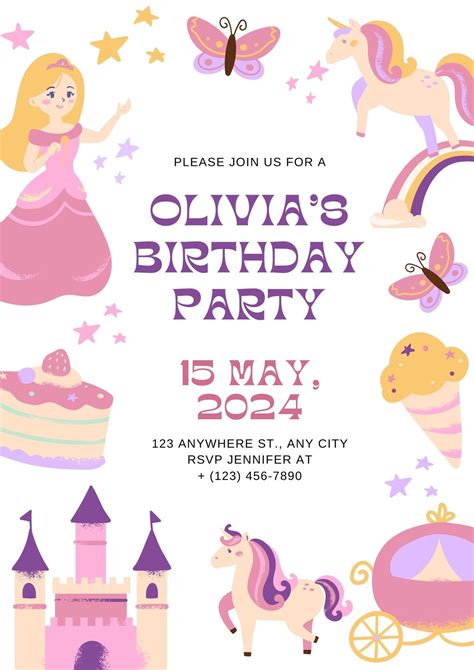 Princess Birthday Party Invitation Blank Templates Editable Superhero