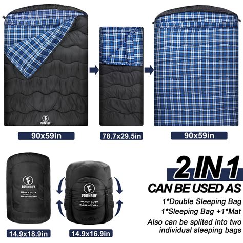 FORINBUY Winter Cotton Flannel Double Sleeping Bag,Queen Size Sleeping ...