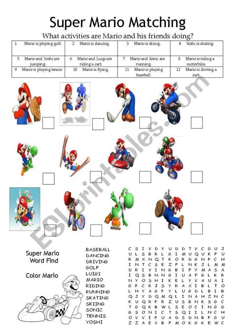 Image result for Mario Math Game Worksheet