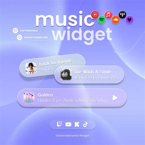 Frosted Glass Music Widget | Twitch, Youtube, Kick & Tiktok ...