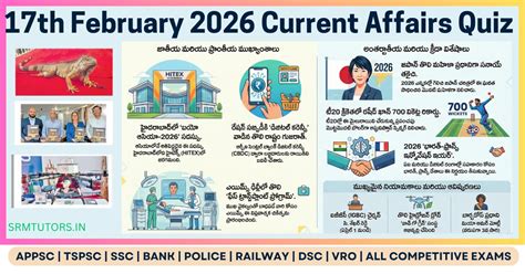 Daily Current Affairs 17th February 2026 MCQ Quiz in Telugu | Practice ...