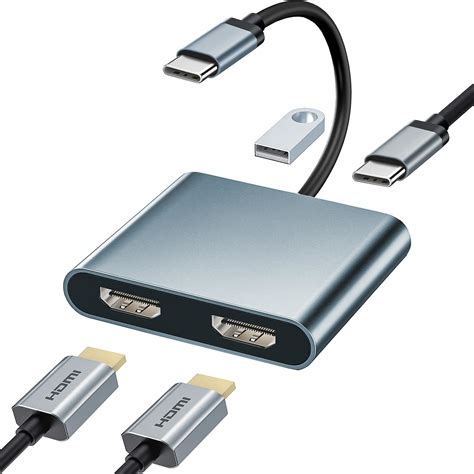 Amazon | USB C HDMI 変換アダプタ デュアル HDMI 2画面出力 4-in-1 HDMI USB 変換ディスプレイポート ...