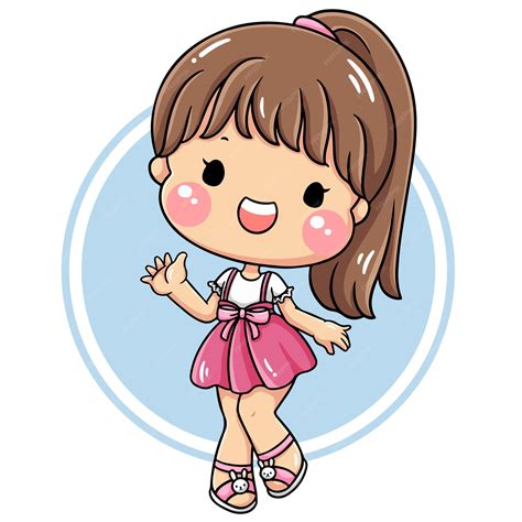 Illustration of cartoon character cute girl | Premium Vector