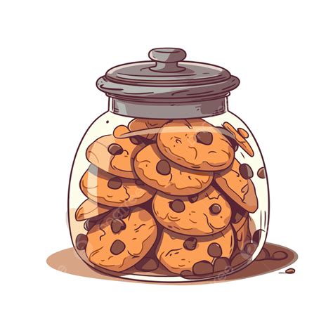 Cookie Jar Vector, Sticker Clipart Jar With Cookies In It Cartoon ...