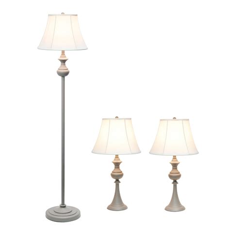 Elegant Designs Traditionally Crafted 3 Pack Lamp Set (2 Table Lamps, 1 ...