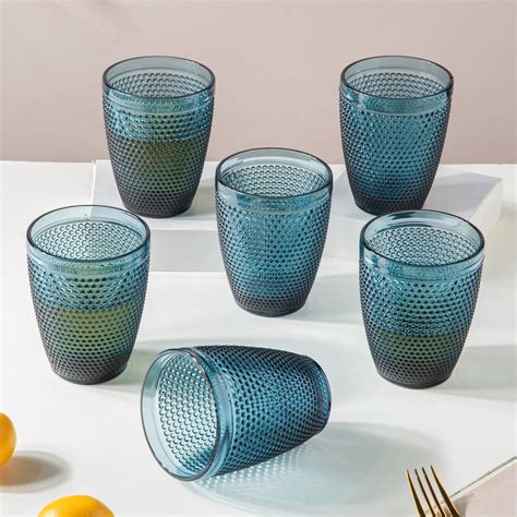 Crystal Tumbler Blue Set Of 6 250 ml Online - Premium Tumbler | Nestasia