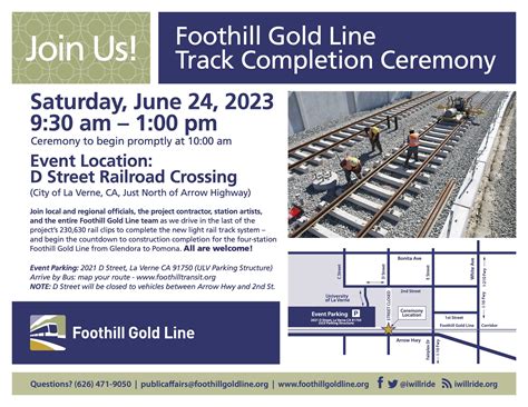 Foothill Gold Line E-News Update – JOIN US: Track Completion Ceremony ...