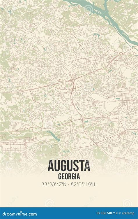 Retro US Map of Augusta, Georgia. Vintage Street Map. Stock ...