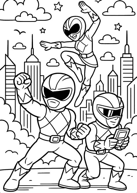 Power Rangers in Action - Power Rangers Coloring Pages