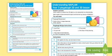 Naplan Year 5 Modelling Dough 2D and 3D shapes Lesson Plan