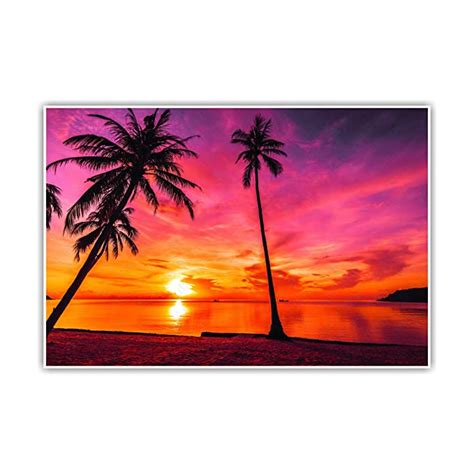 Anne Print Solutions® Awesome View of Sunset Sun Beach Poster (Without ...