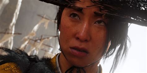 Player character Atsu looks down over a beautiful vista in Ghost of Yotei.