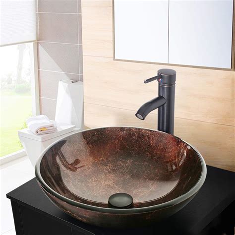 60" Black Bathroom Vanity,Double Vanity,Round Glass Vessel Basin Sink ...