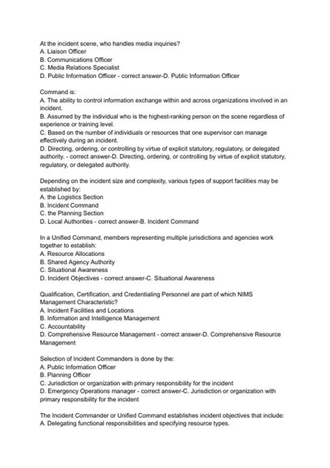 FEMA Final Exam ICS 100: IS-100.C: Introduction to the Incident Command ...