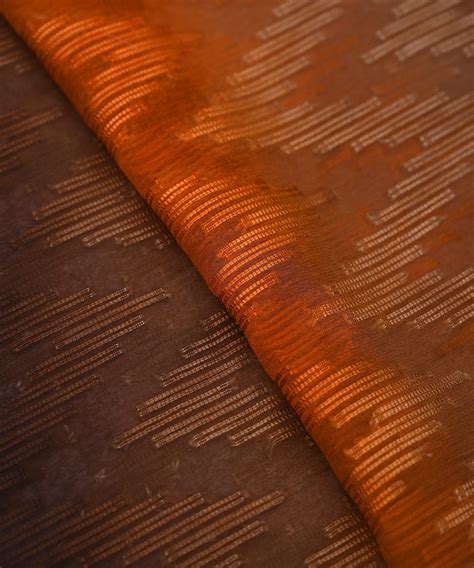 Buy Spray Print Georgette with Zig Zag Lining-Rust Orange Online at ...