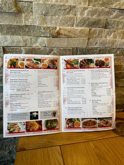 Menu at Pho House restaurant, Letchworth Garden City