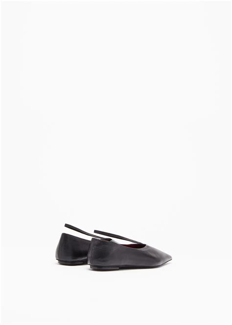 Black Leather Ballet Flats - Plan C
