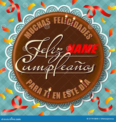 Feliz Cumpleanos - Happy Birthday In Spanish Greeting Card Vector ...