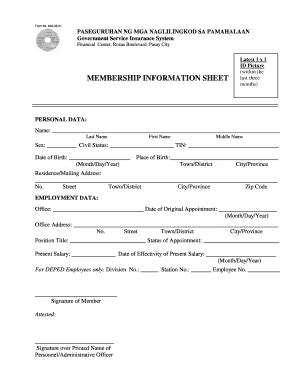 Membership Information Sheet - Fill and Sign Printable Template Online