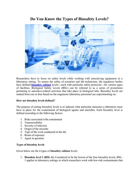 Image result for Biosafety level Types