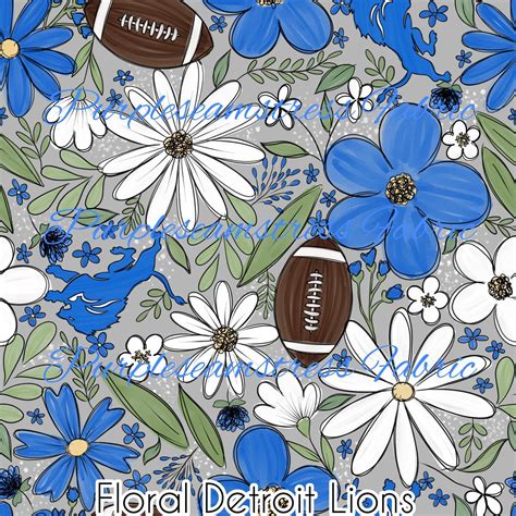 Floral Detroit Lions – Fabric – Purpleseamstress Fabric