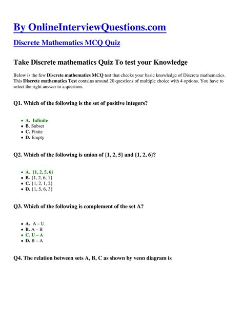 Discrete-mathematics-mcq for online exam practice - By ...