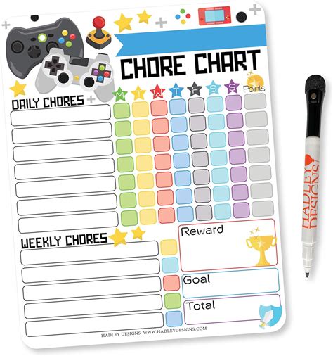 Buy Video Games Kids Chore Chart Magnetic, Reward Chart for Kids, Good ...