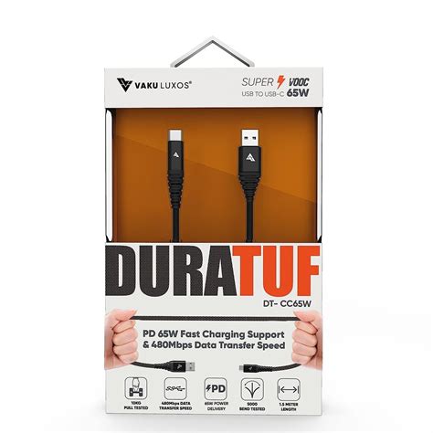 DR VAKU ® DURATUF SUPER VOOC 65W USB-A to Type-C 1.5meter Fast Charging ...