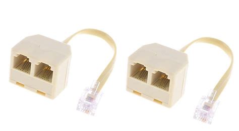 Teflon Two Way Outlet RJ11 Telephone Line Splitter ( Pack Of 2 Pcs ...