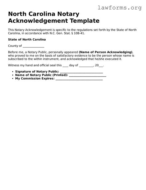 Free North Carolina Notary Acknowledgement Template ️ Fillable PDF Form