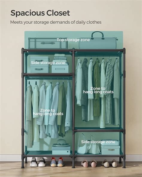 Buy SONGMICS Garment Rack, Portable Closet Wardrobe, 74.8 H Clothing ...