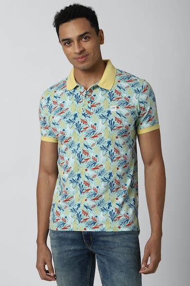 Buy Men Green Print Polo Neck Collar T-shirt Online - 684825 | Peter ...